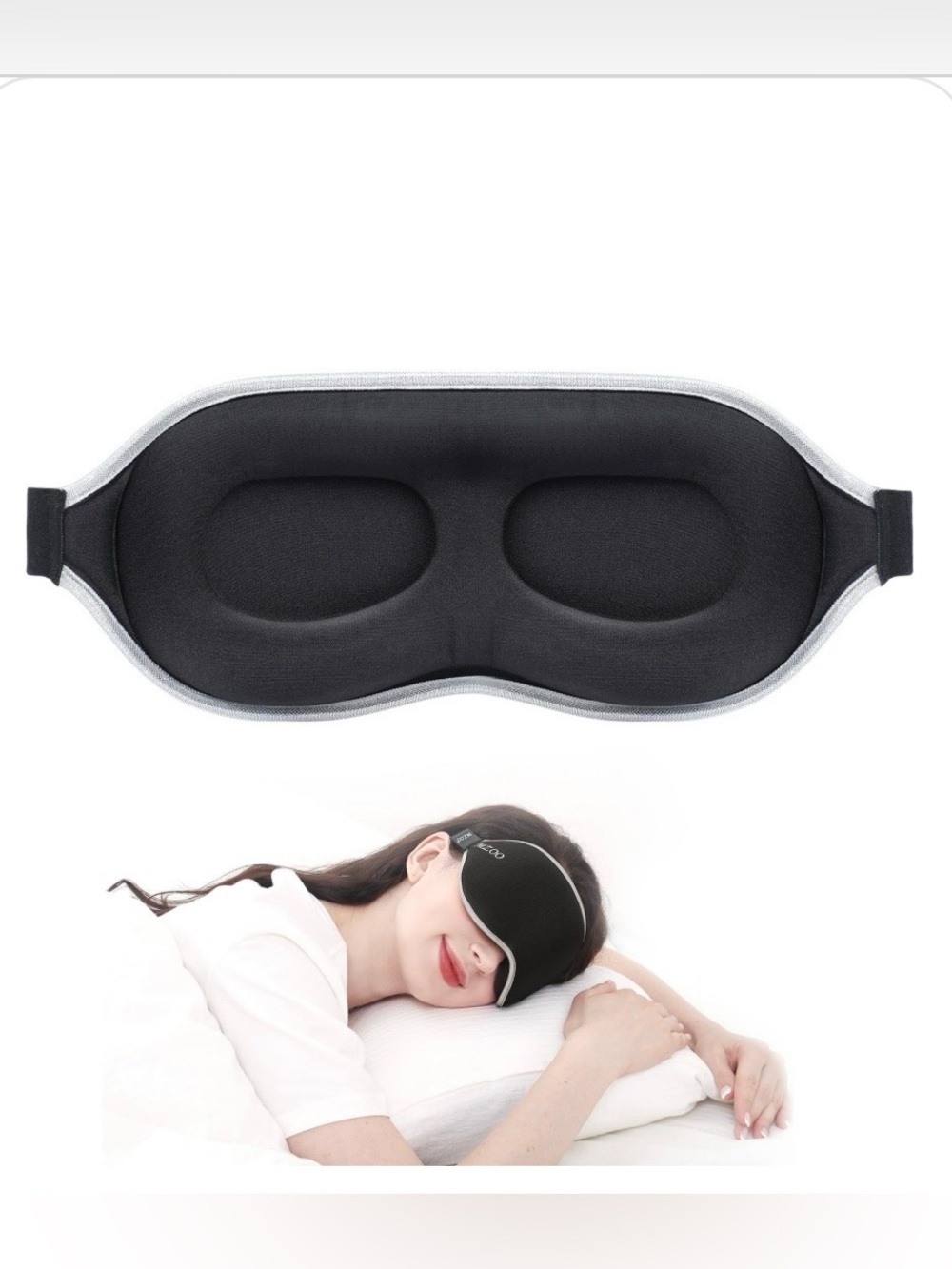 SLEEP MASK Zero Eye Pressure 100% Blackout Light-Blocking Washable - BLACK